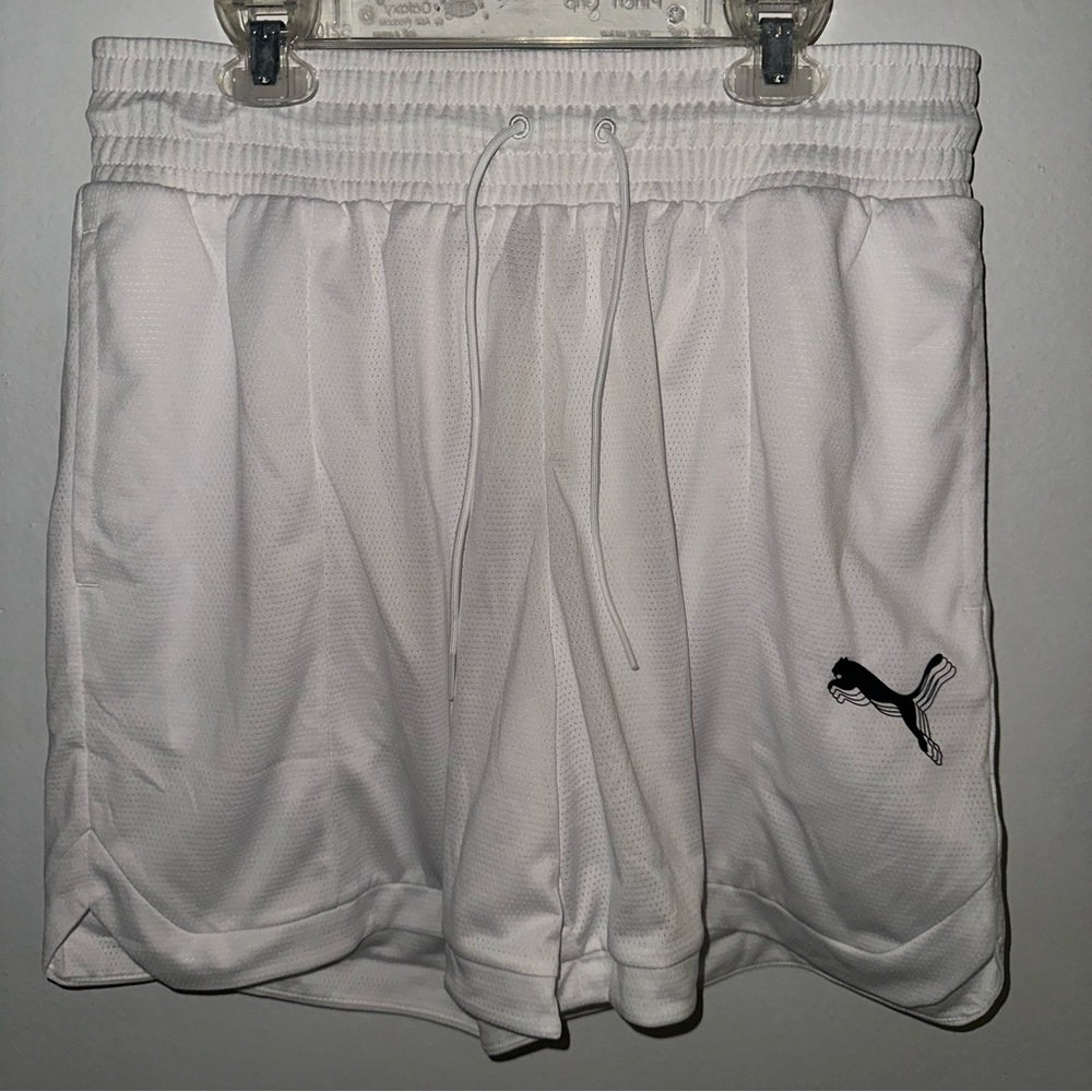 Puma Women's Foundation Basketball Draw String Shorts Sz S White NWOT‎ MSRP $40